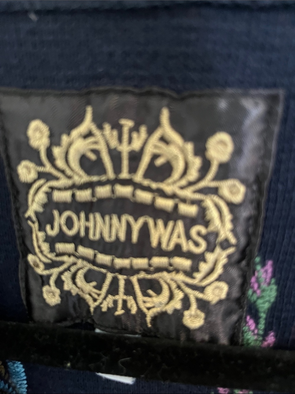 Johnny Was Navy Embroidered BIYA SHORT KIMONO Pom-pom sweater - Picture 2 of 5